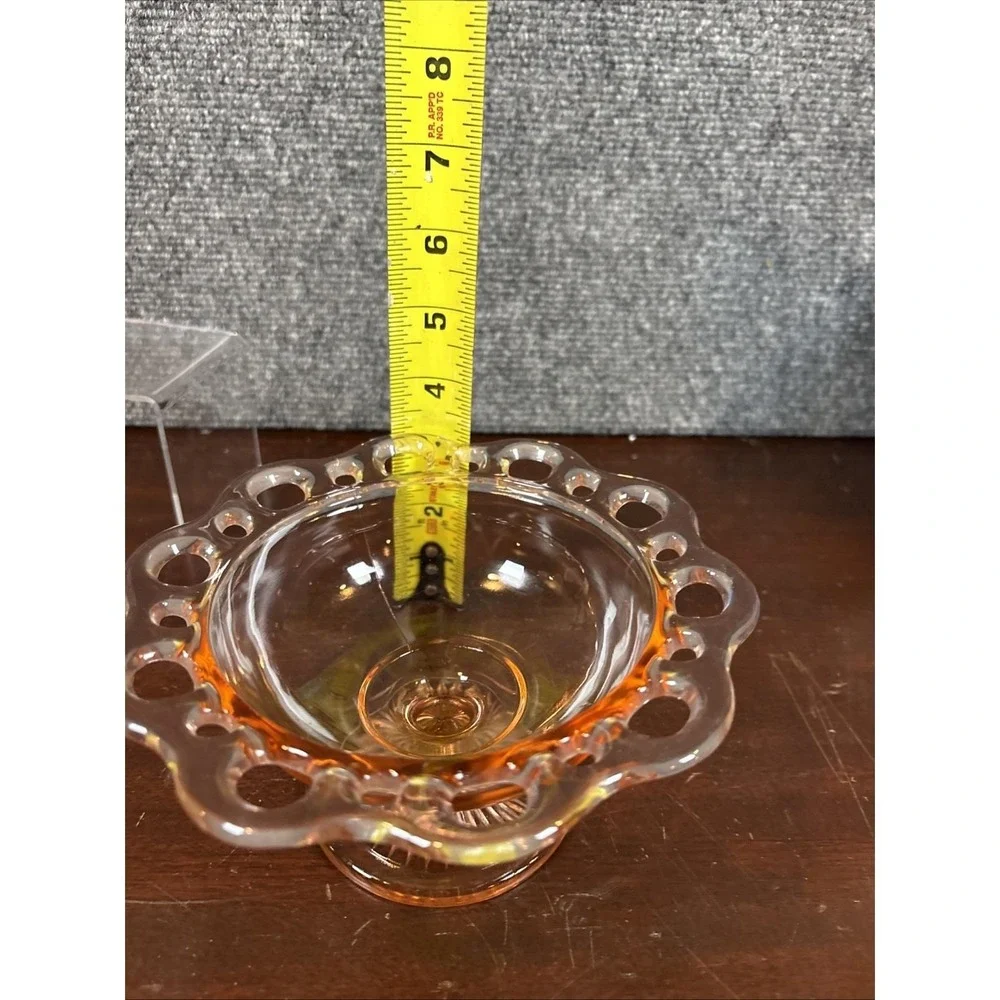 Vtg~Anchor Hocking Old Colony Lace Pink Depression Glass Pedestal Bowl
